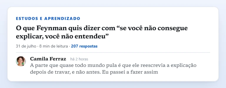 Um estudo de 8 minutos na Agora com 207 respostas, e uma resposta com argumento embaixo